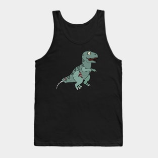 Zombie Dinosaur Cartoon // Funny Halloween Zombie T-Rex Tank Top